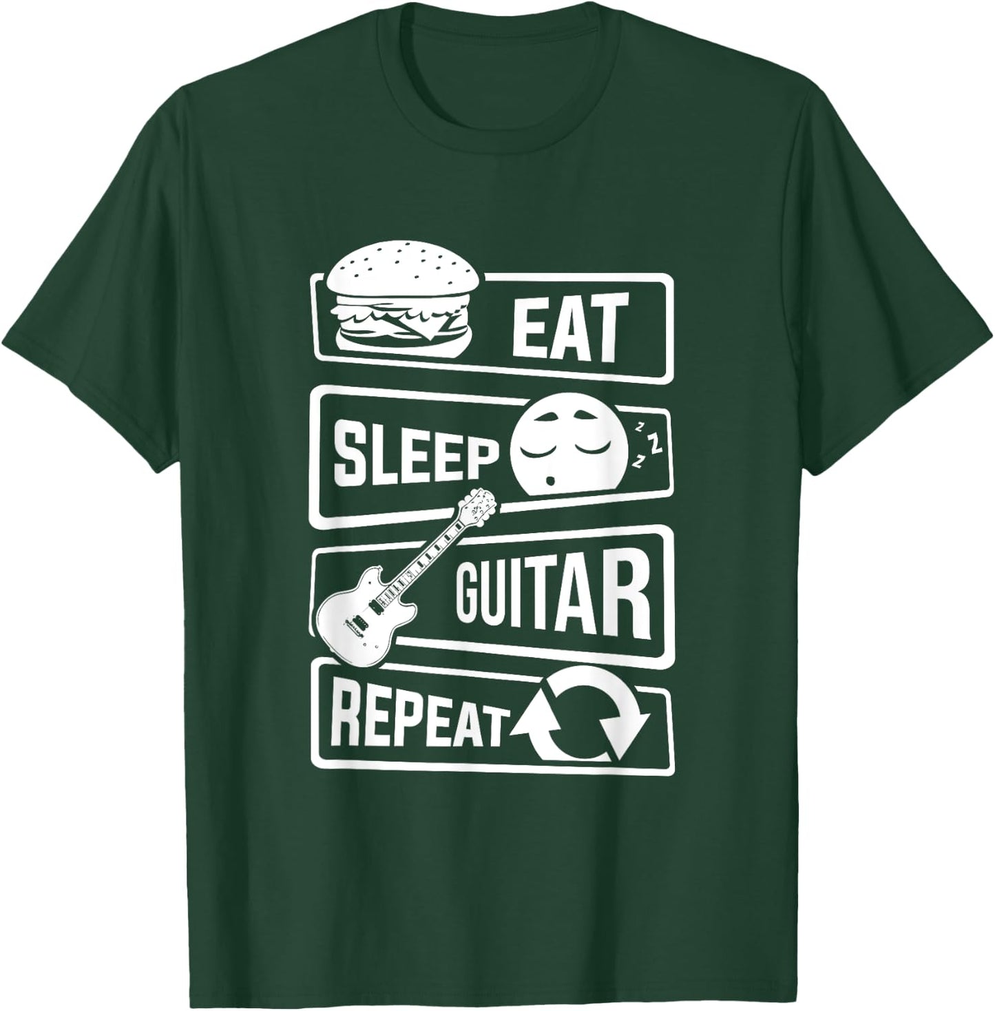 Eat Sleep Guitar Repeat - Guitarist Gift Guitar Lovers T-Shirt - T-Shirt | Forest