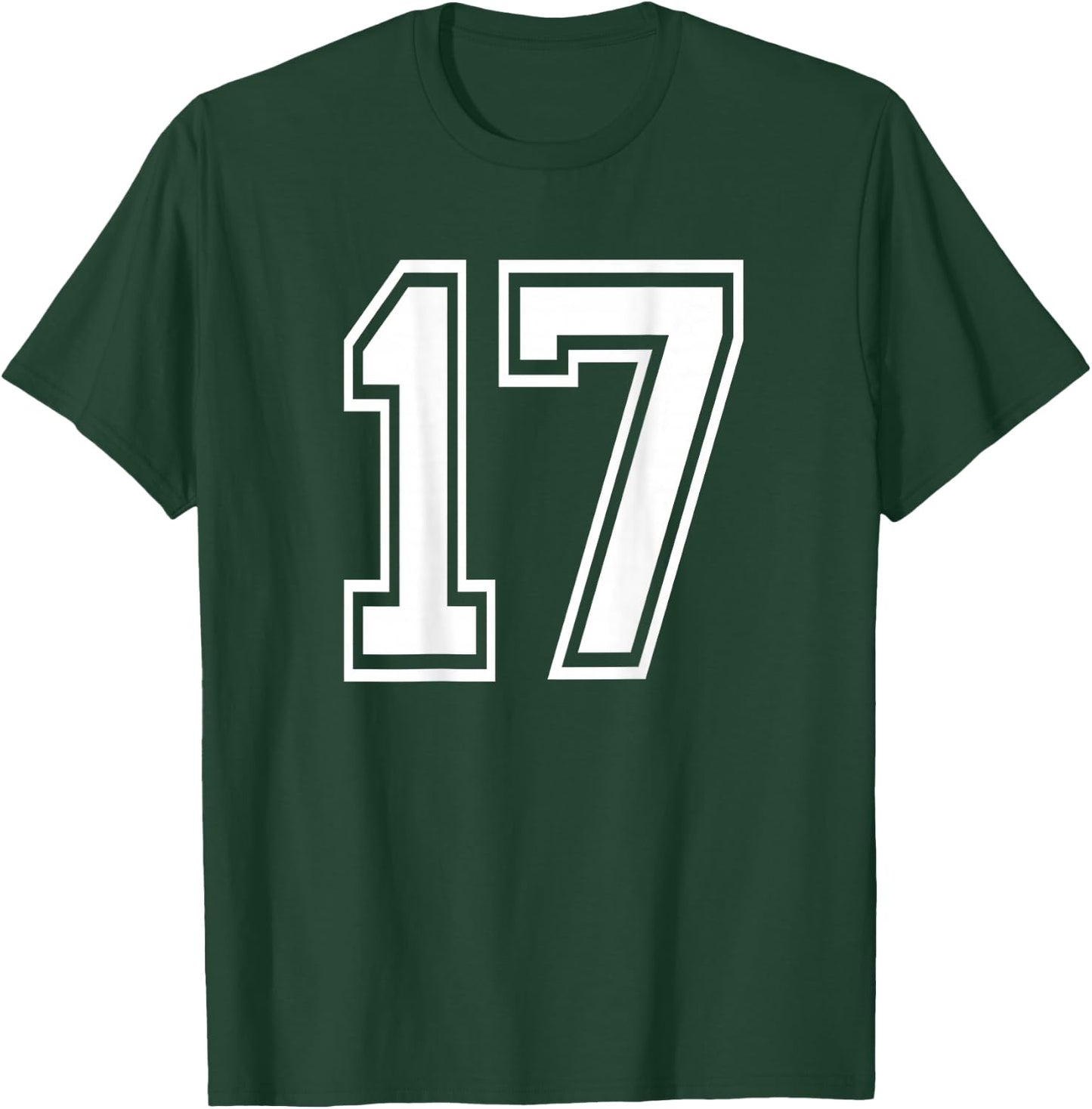 Number 17 Sports Player Number BACK Of Shirt Only T-Shirt - T-Shirt | Forest