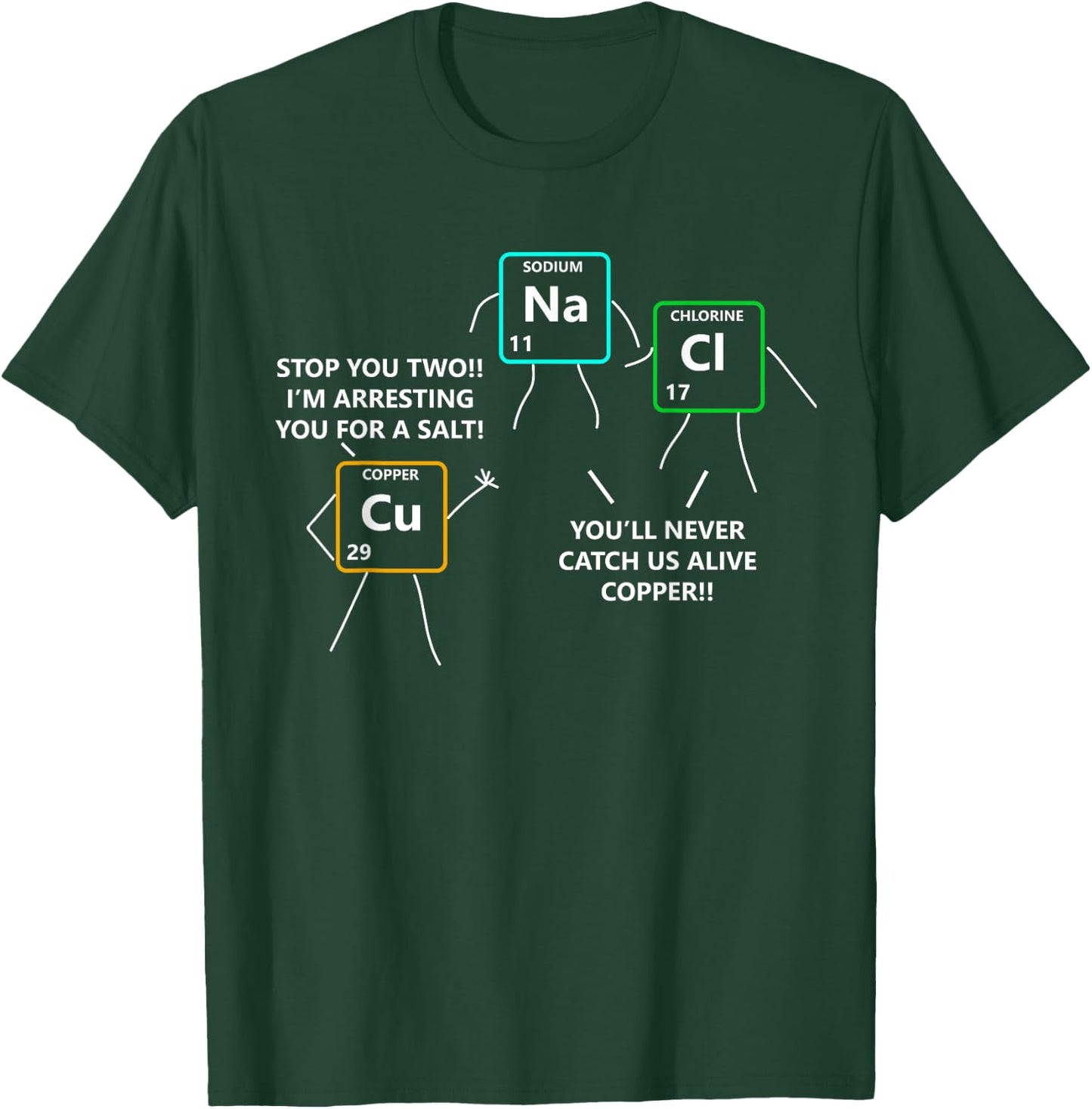 Salt and Copper Periodic Table Police Pun Chemistry T Shirt T-Shirt - T-Shirt | Forest