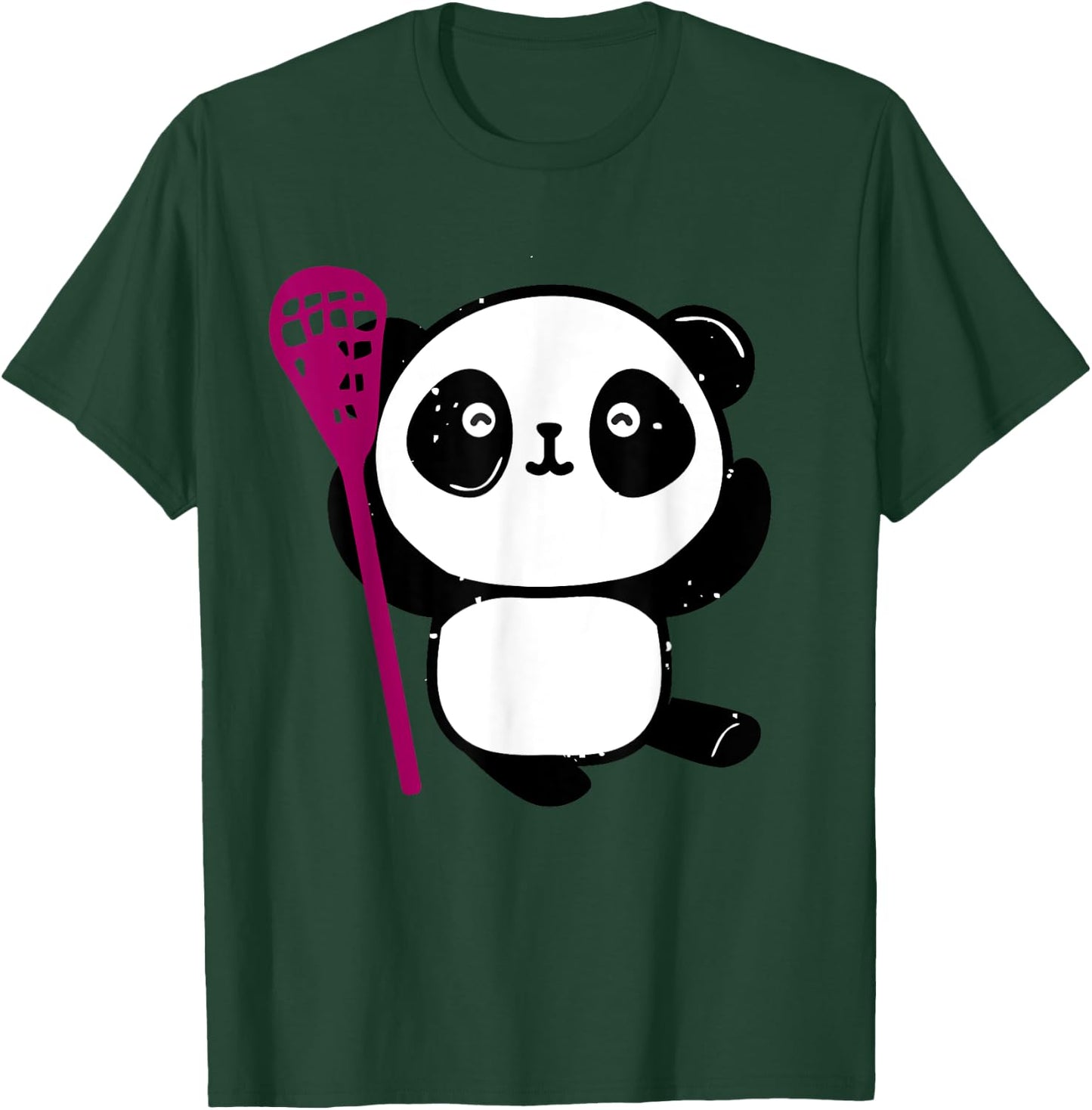 Cute Lacrosse Girl Panda with Lax Stick Lacrosse T-Shirt - T-Shirt | Forest