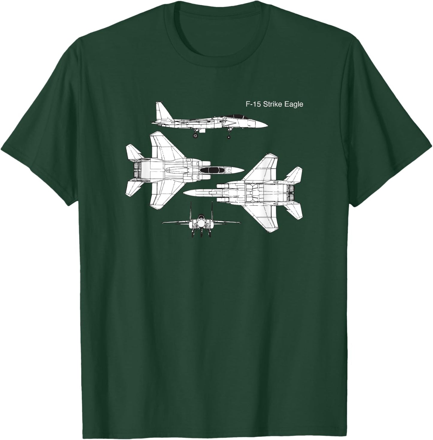 F-15 Strike Eagle Military Aircraft Graphic Design T-Shirt - T-Shirt | Forest