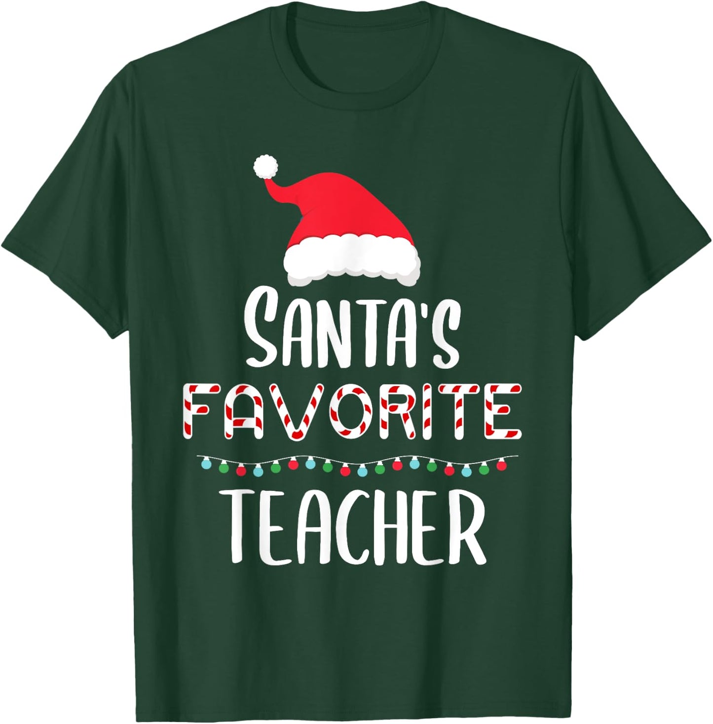 Santas Favorite Teacher Pajamas - Funny Xmas Teacher Costume Men Women Kids T-Shirt - T-Shirt | Forest