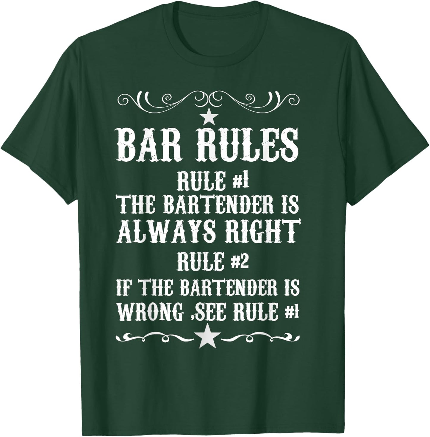 Bar Rules for Bartender T shirt Funny Bartendaring T-Shirt - T-Shirt | Forest