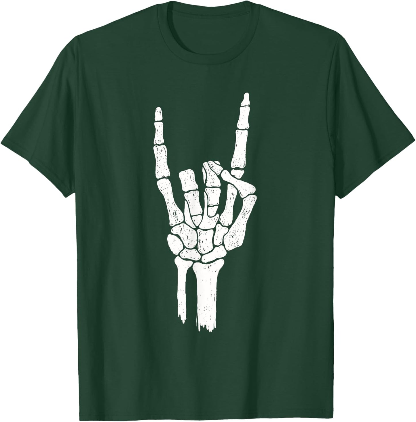 Skeleton Rock Hand - Halloween Rock On Devil Horns T-Shirt - T-Shirt | Forest