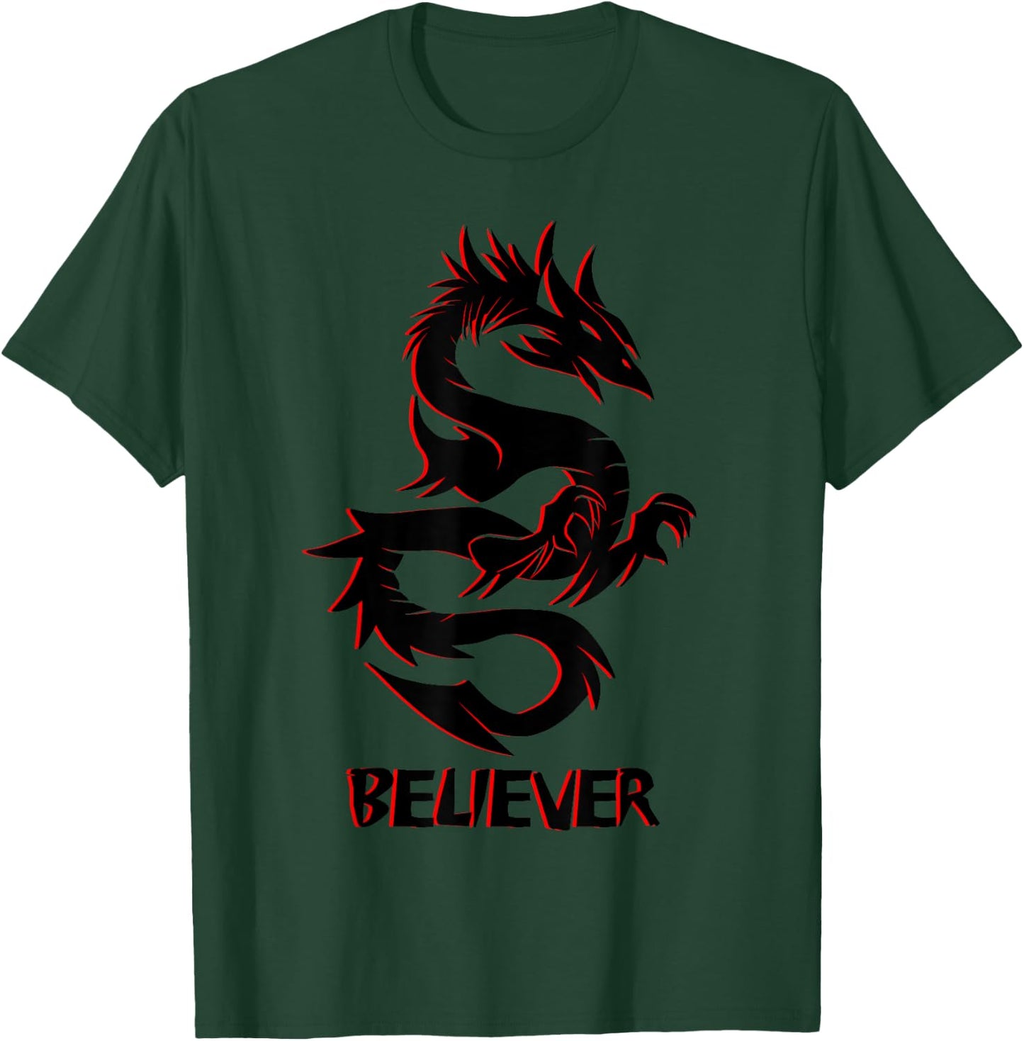 Imagine, Dream, Believe | Fantasy Rage Dragon Tattoo T-Shirt - T-Shirt | Forest
