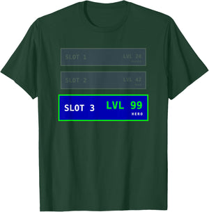 Retro RPG Save Slot Graphic - LVL 99 Hero Character Visual T-Shirt - T-Shirt | Forest