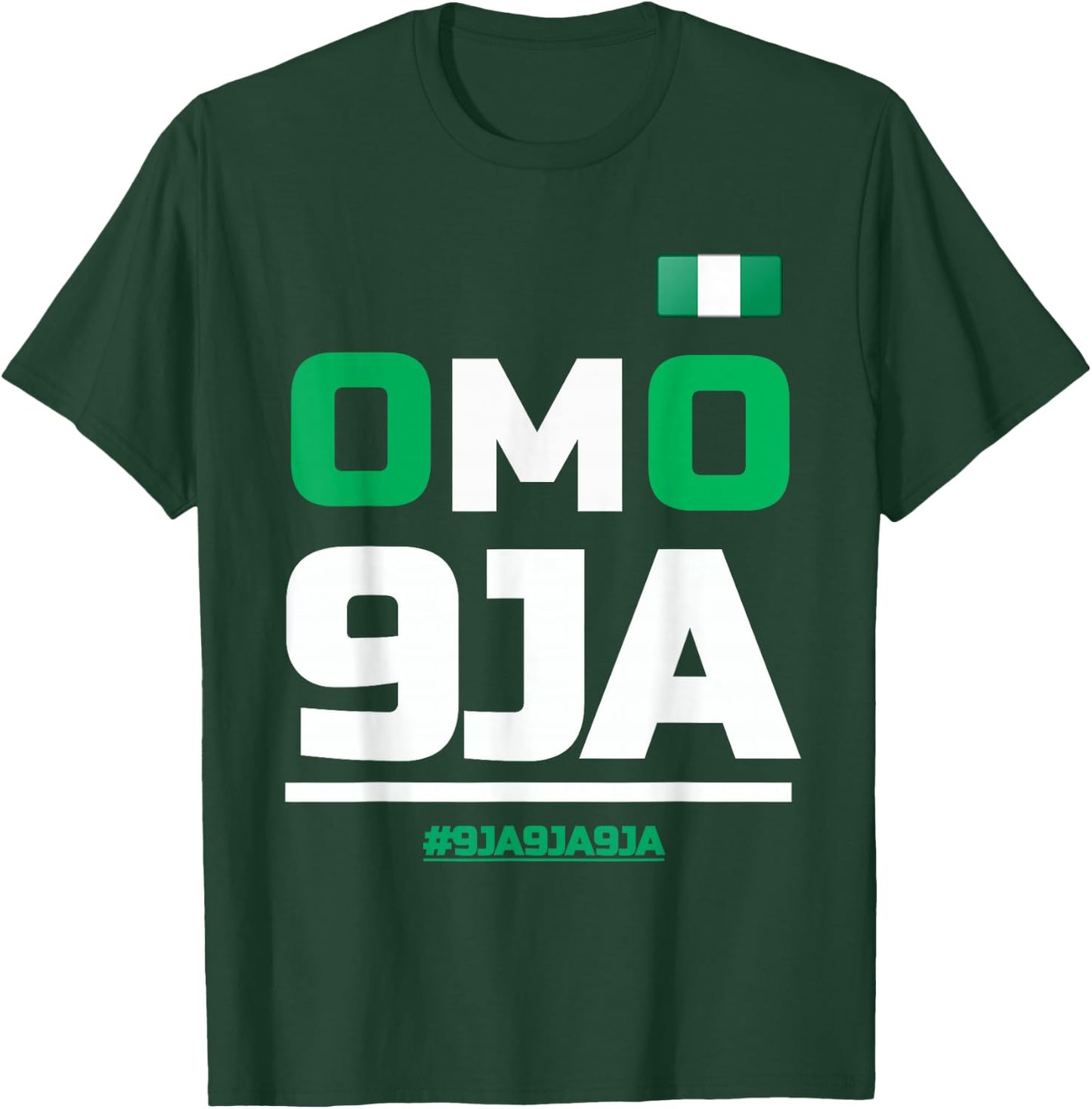 OMO 9JA with Nigeria Flag in Heart, Nigerian T-Shirt - T-Shirt | Forest