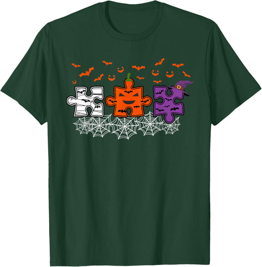 Autism Awareness Puzzle Pieces Scary Halloween Costume T-Shirt - T-Shirt | Forest