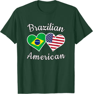 Brazil USA Shirt | Brazilian American Men Women Kids T-Shirt - T-Shirt | Forest