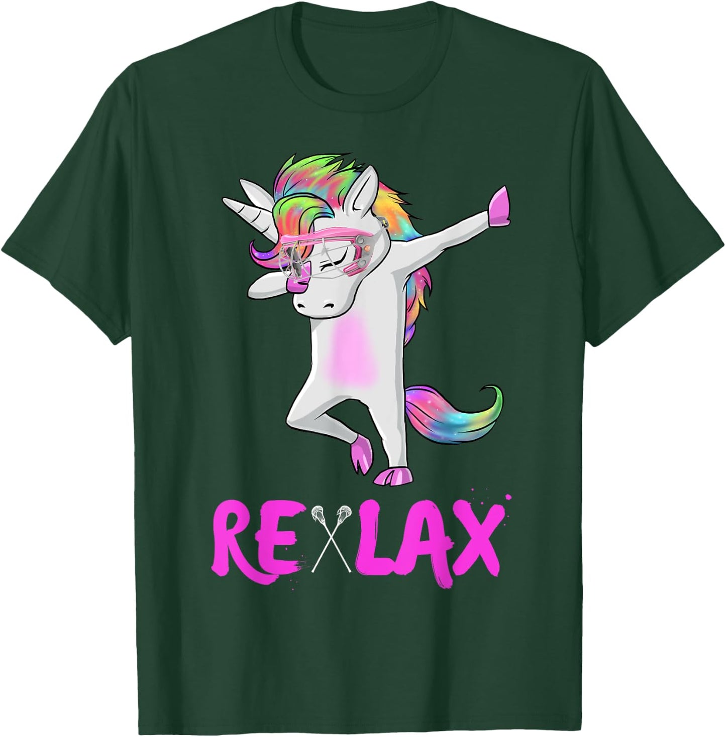 reLAX unicorn dab youth lacrosse Lacrosse funny T-Shirt - T-Shirt | Forest