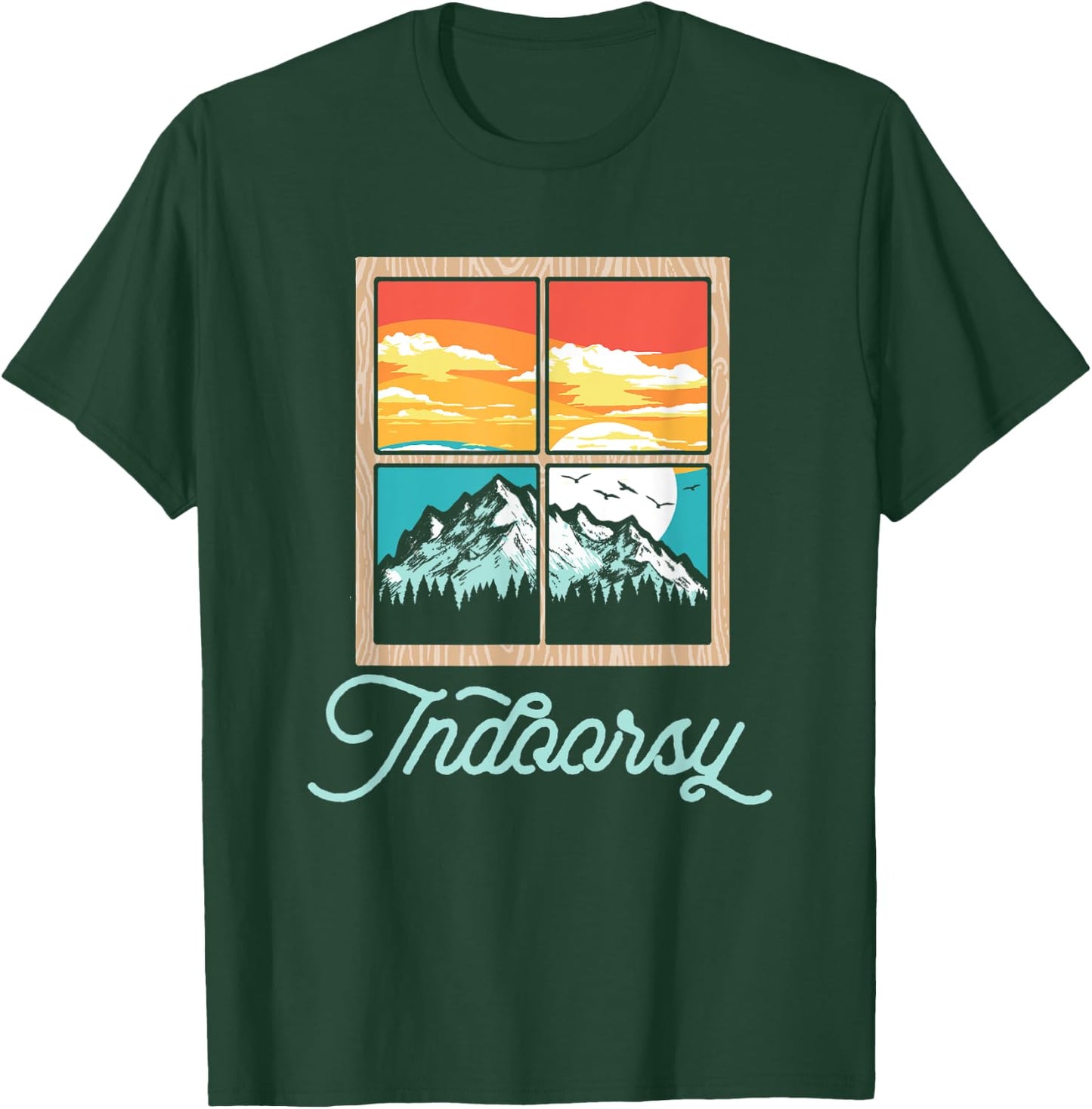 Indoorsy View from the Inside Funny Nature Window Graphic T-Shirt - T-Shirt | Forest
