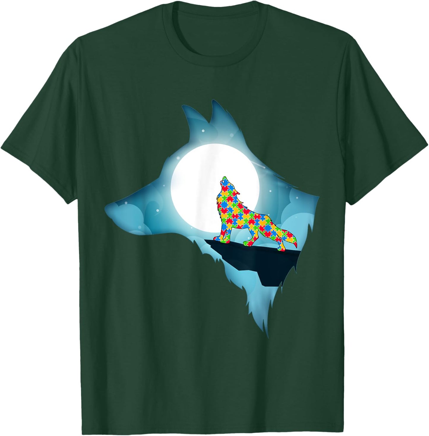 Wolf Shirt Wolf Autism Shirt Autism Awareness Shirt T-Shirt - T-Shirt | Forest