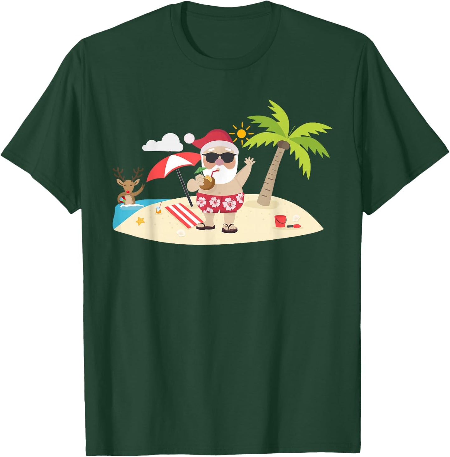 Santa Claus Surfing Hawaiian T-Shirt - T-Shirt | Forest