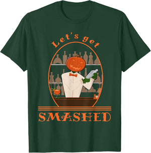 Halloween Bartending Pumpkin Bartender Let's Get Smashed T-Shirt - T-Shirt | Forest