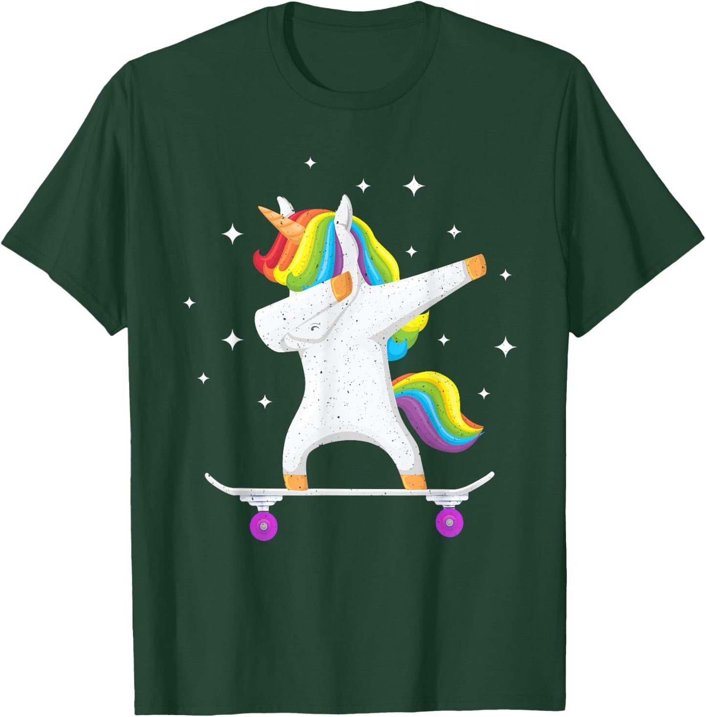 Skateboarding Colorful Unicorn on Skateboard Gift Skater T-Shirt - T-Shirt | Forest
