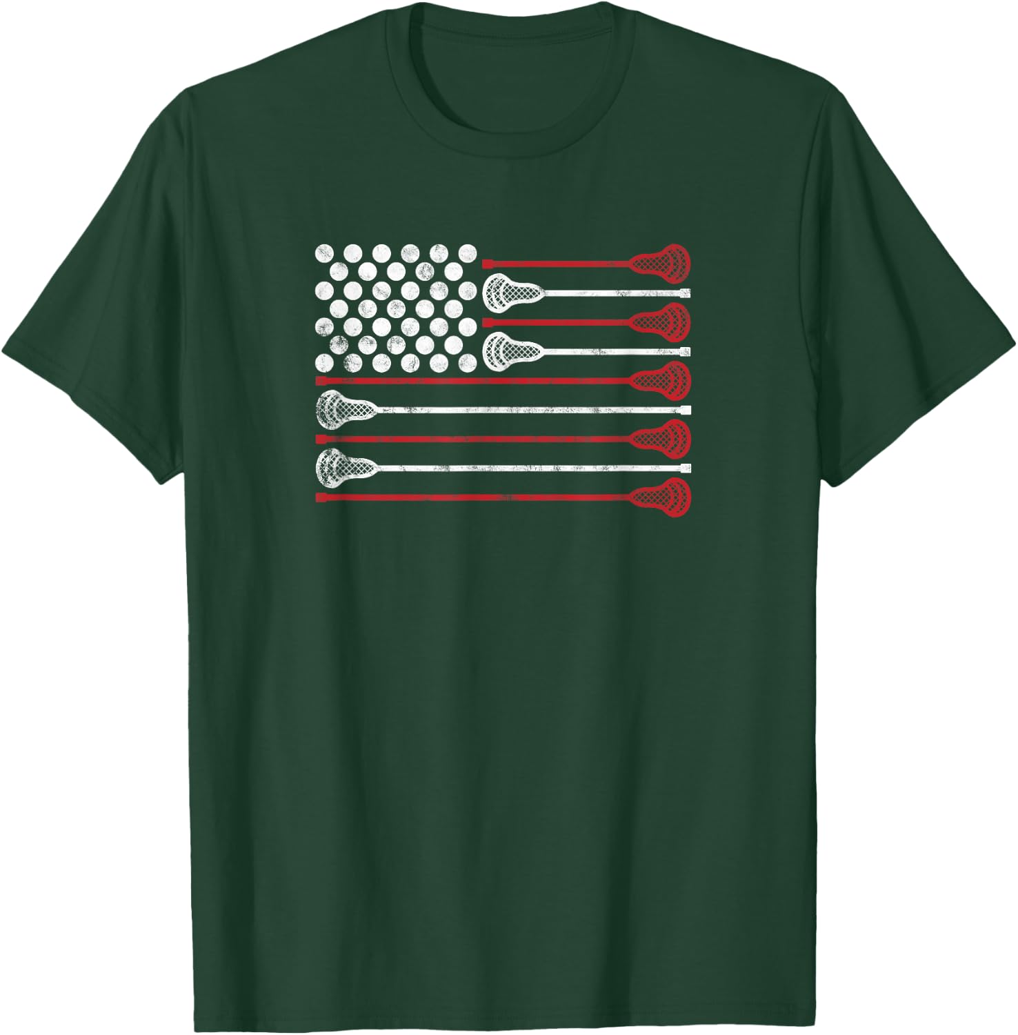 Lacrosse USA Flag Lax Shirt T-Shirt - T-Shirt | Forest