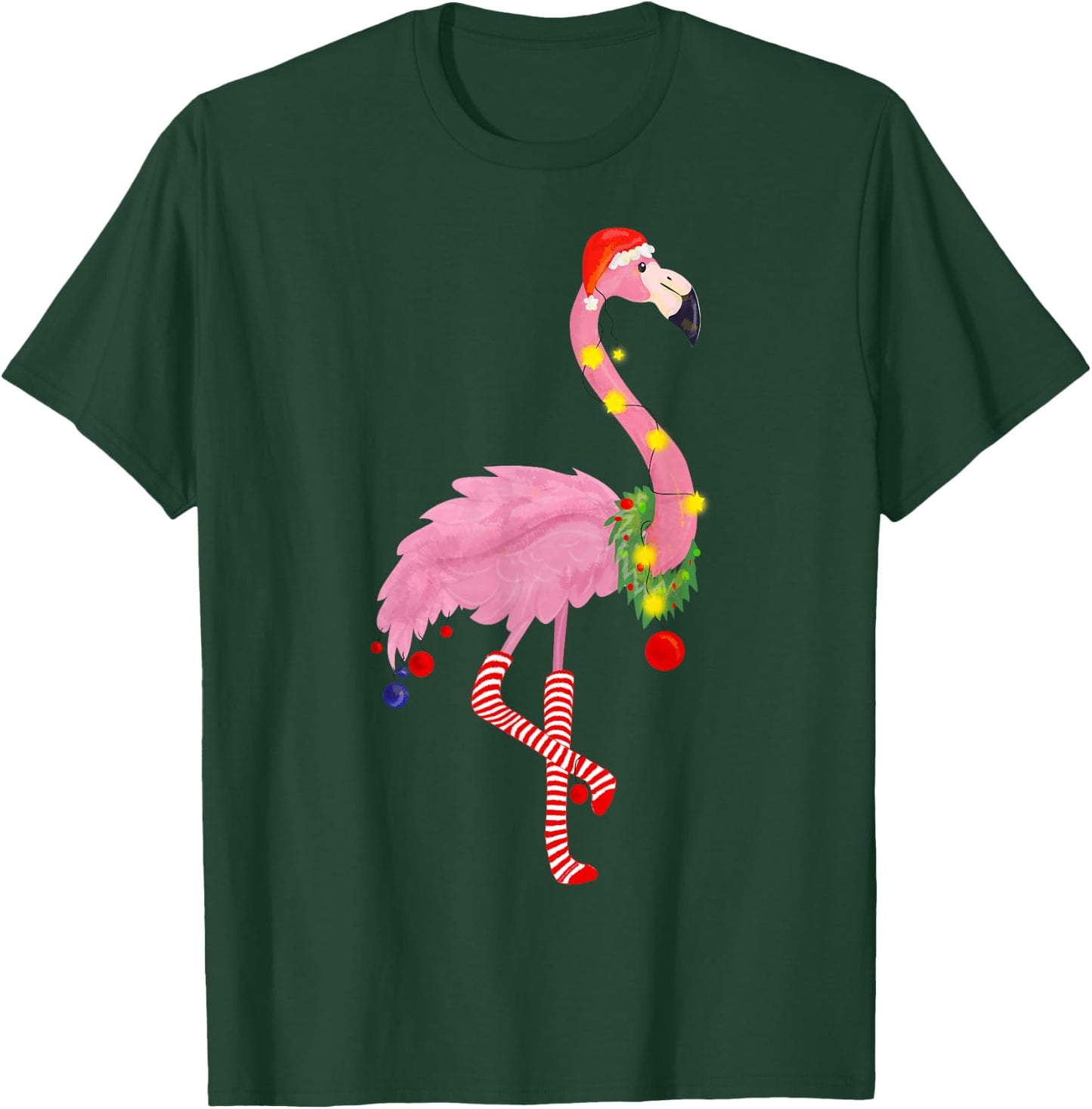 Cute and fun tropical flamingo Christmas T-Shirt - T-Shirt | Forest