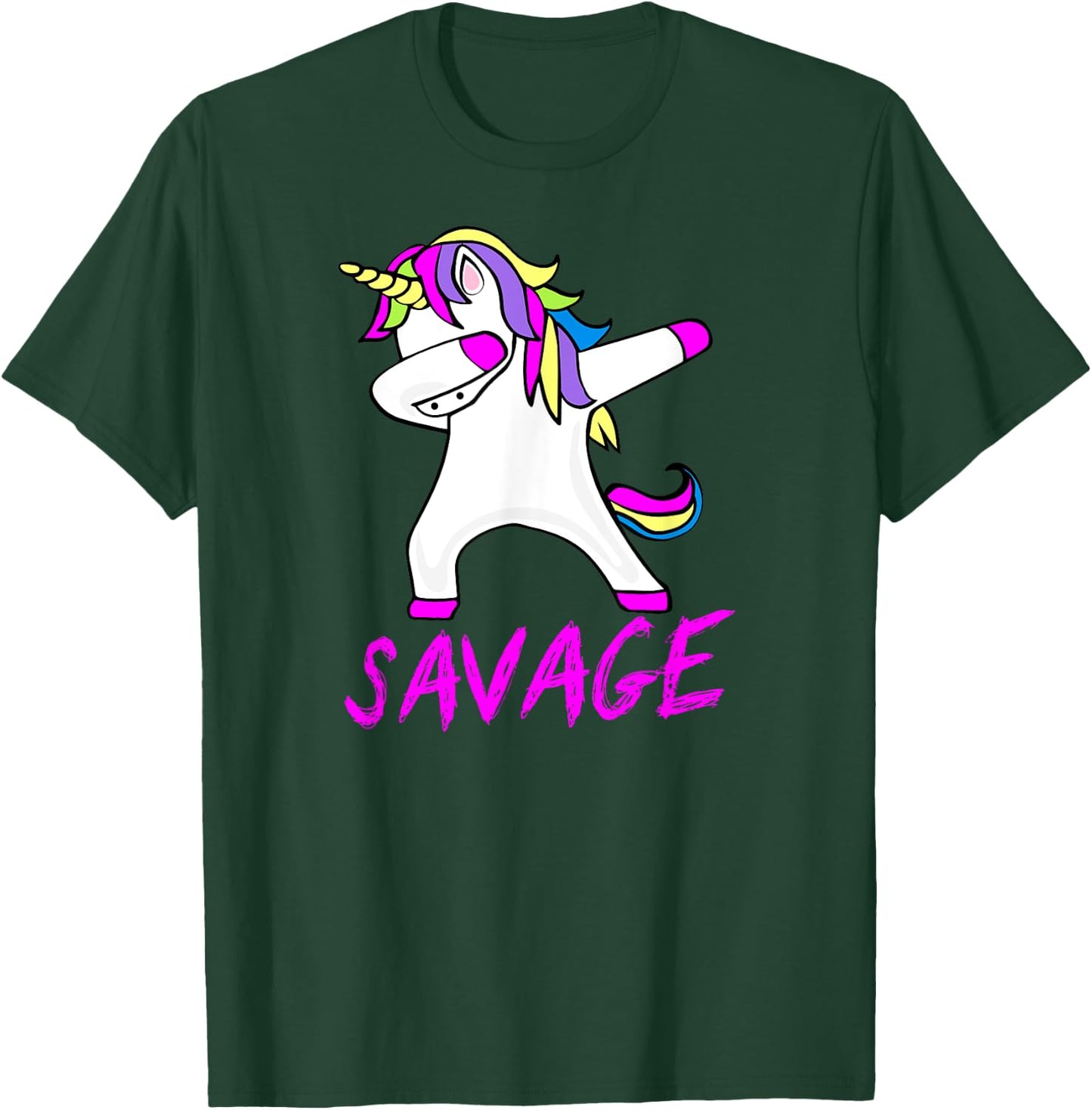 Savage Unicorn Shirt for Youth Adult Women Girls T-Shirt - T-Shirt | Forest