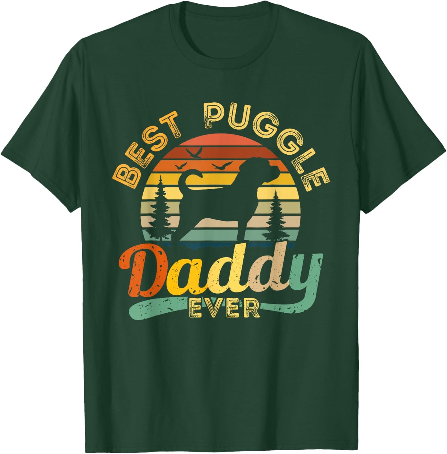 Puggle Dad Best Daddy Dog Lover Retro Vintage Gift Women Girls Kids T-Shirt - T-Shirt | Forest