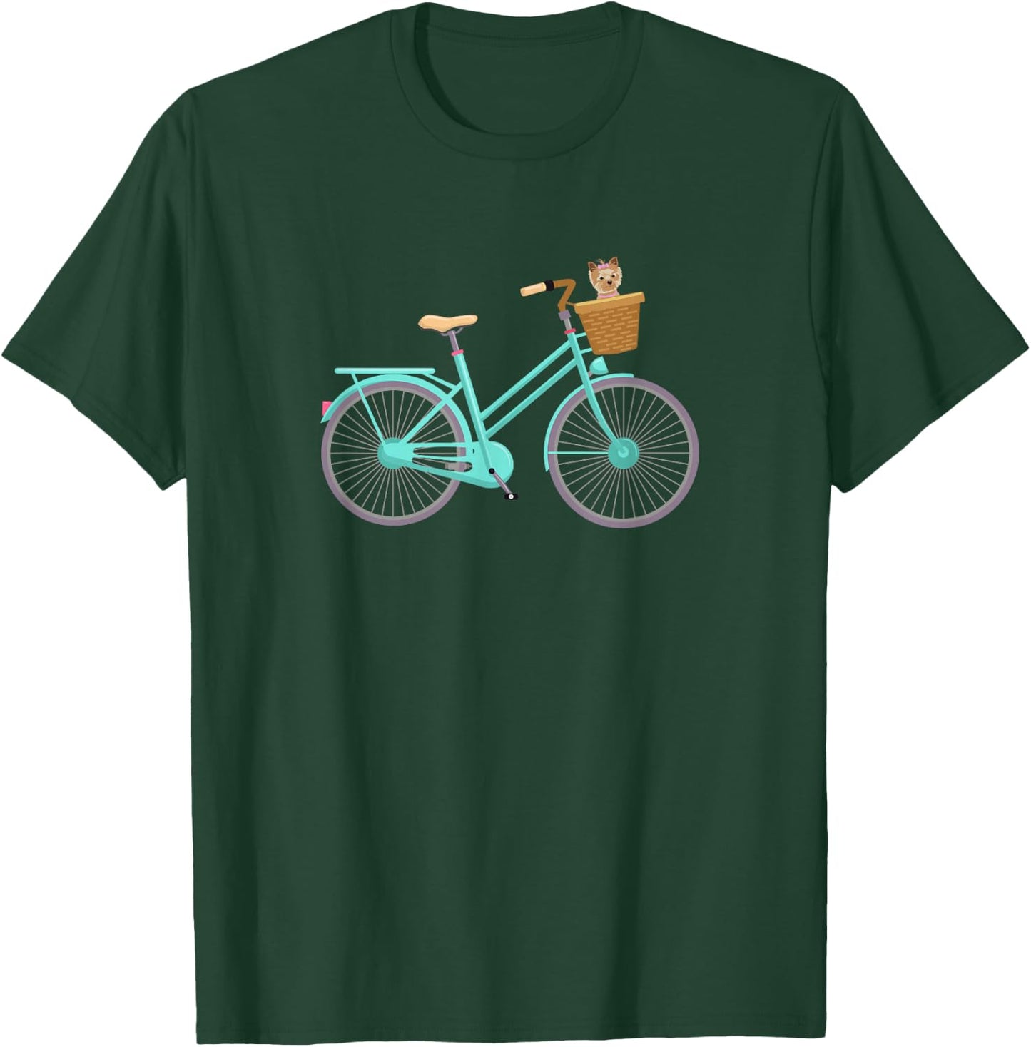 Vintage Antique Bicycle Adorable Puppy Dog In Basket T-Shirt - T-Shirt | Forest