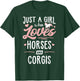 Just A Girl Who Love Horses And Corgis Horse Corgi T-Shirt - T-Shirt | Forest