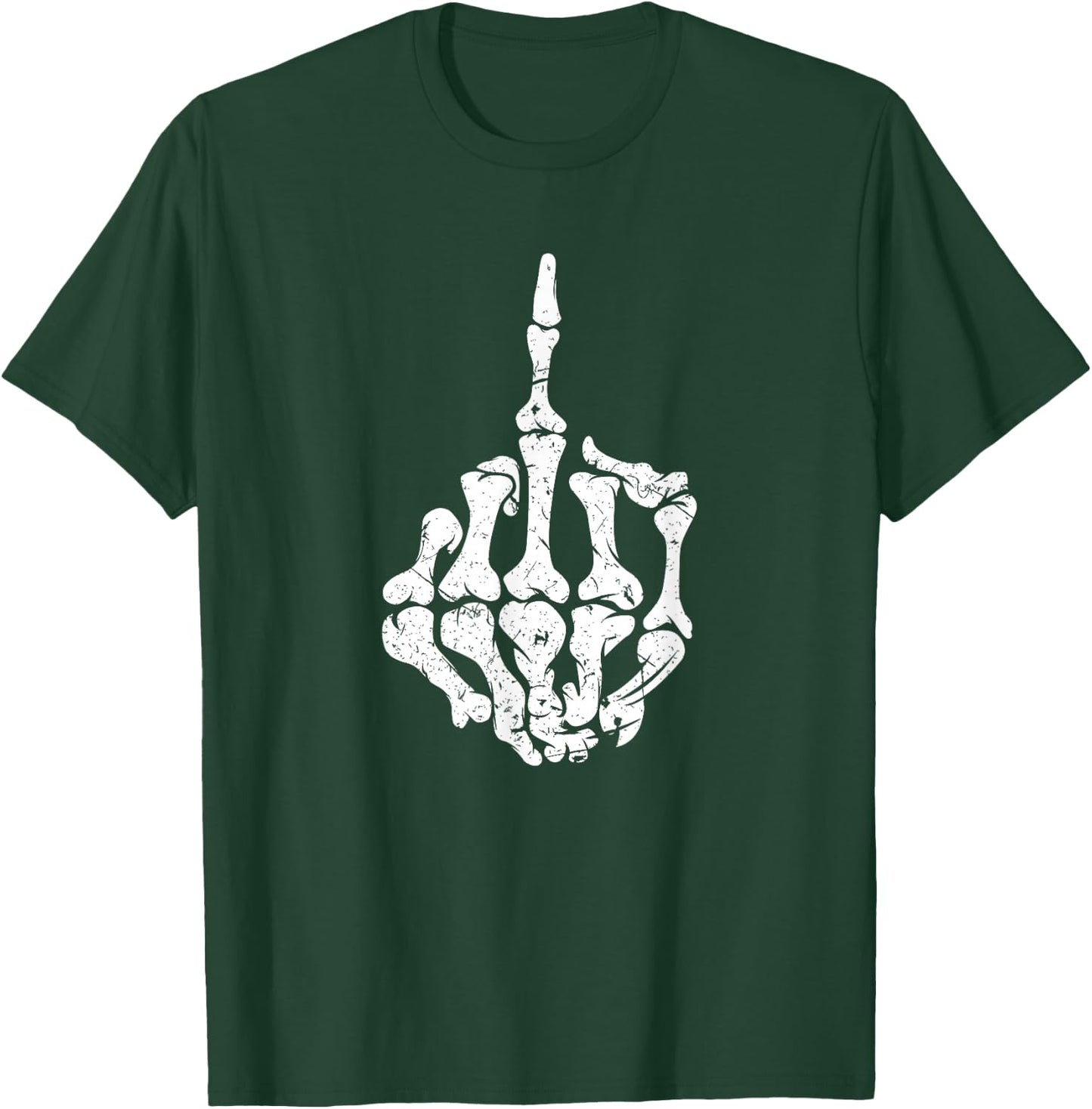 Offensive Biker Middle Finger Skull T-Shirt - T-Shirt | Forest