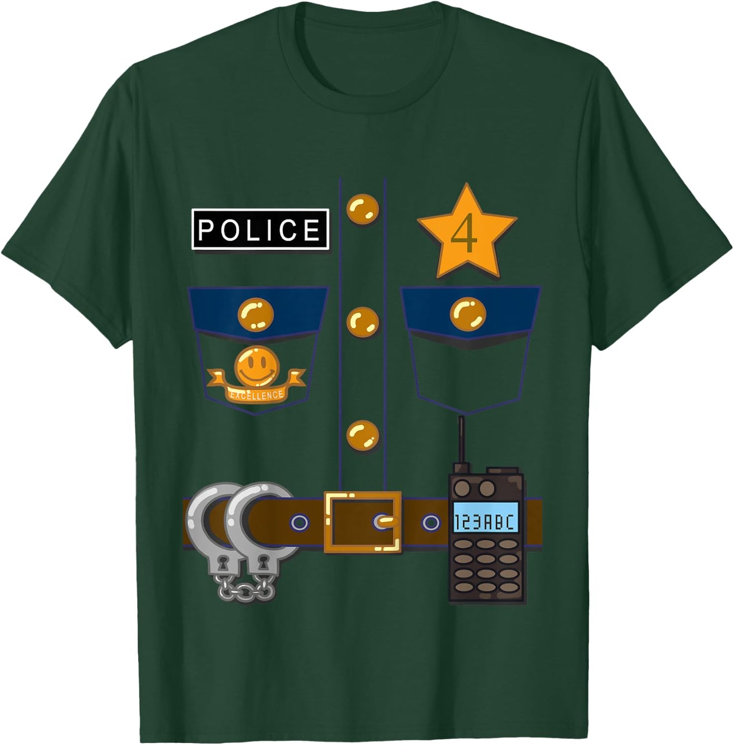 Kids Policeman Costume Funny Birthday 4 Year Old T Shirt T-Shirt - T-Shirt | Forest