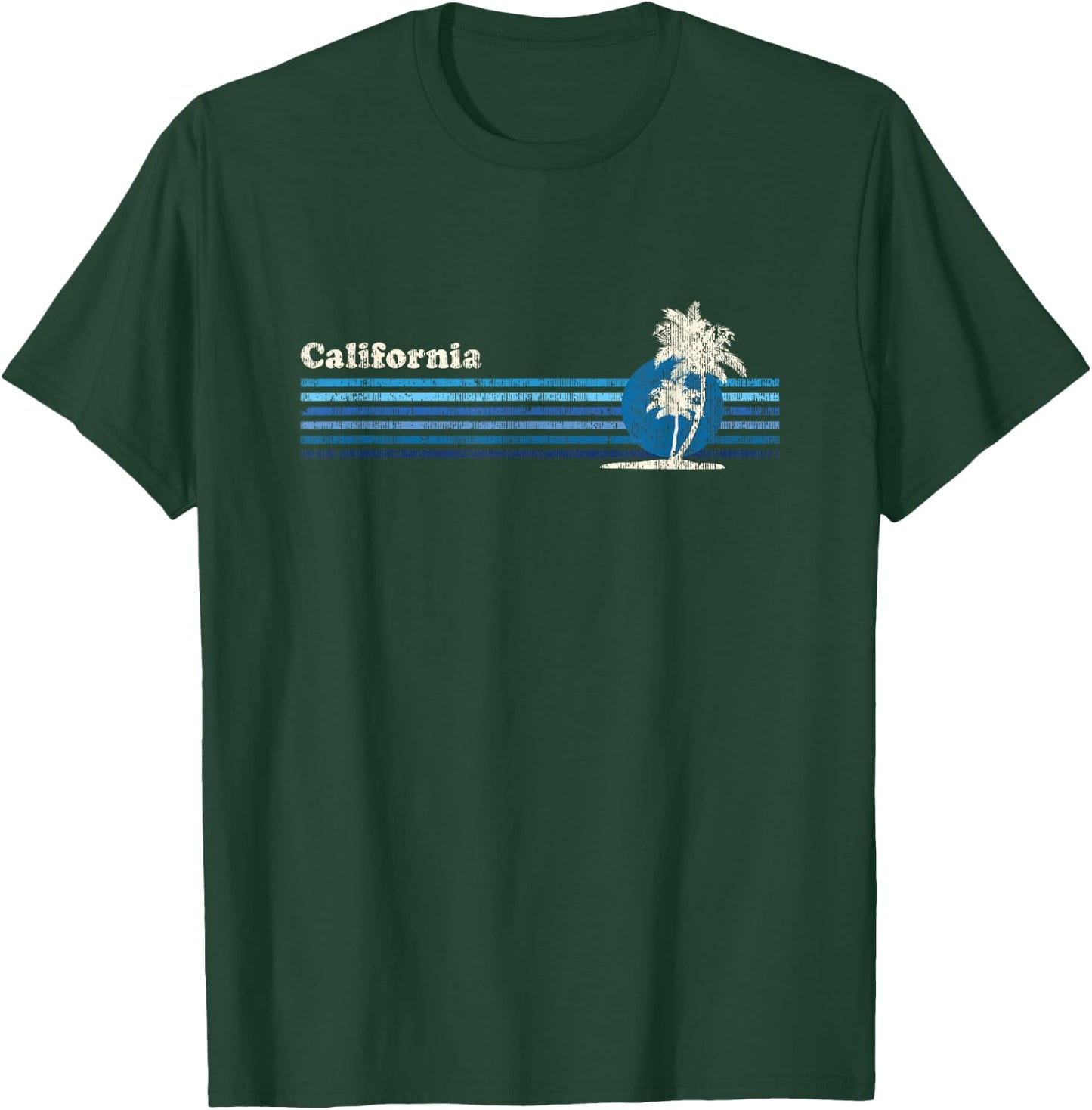 California Vintage 80s Palm Trees Sunset T-Shirt - T-Shirt | Forest
