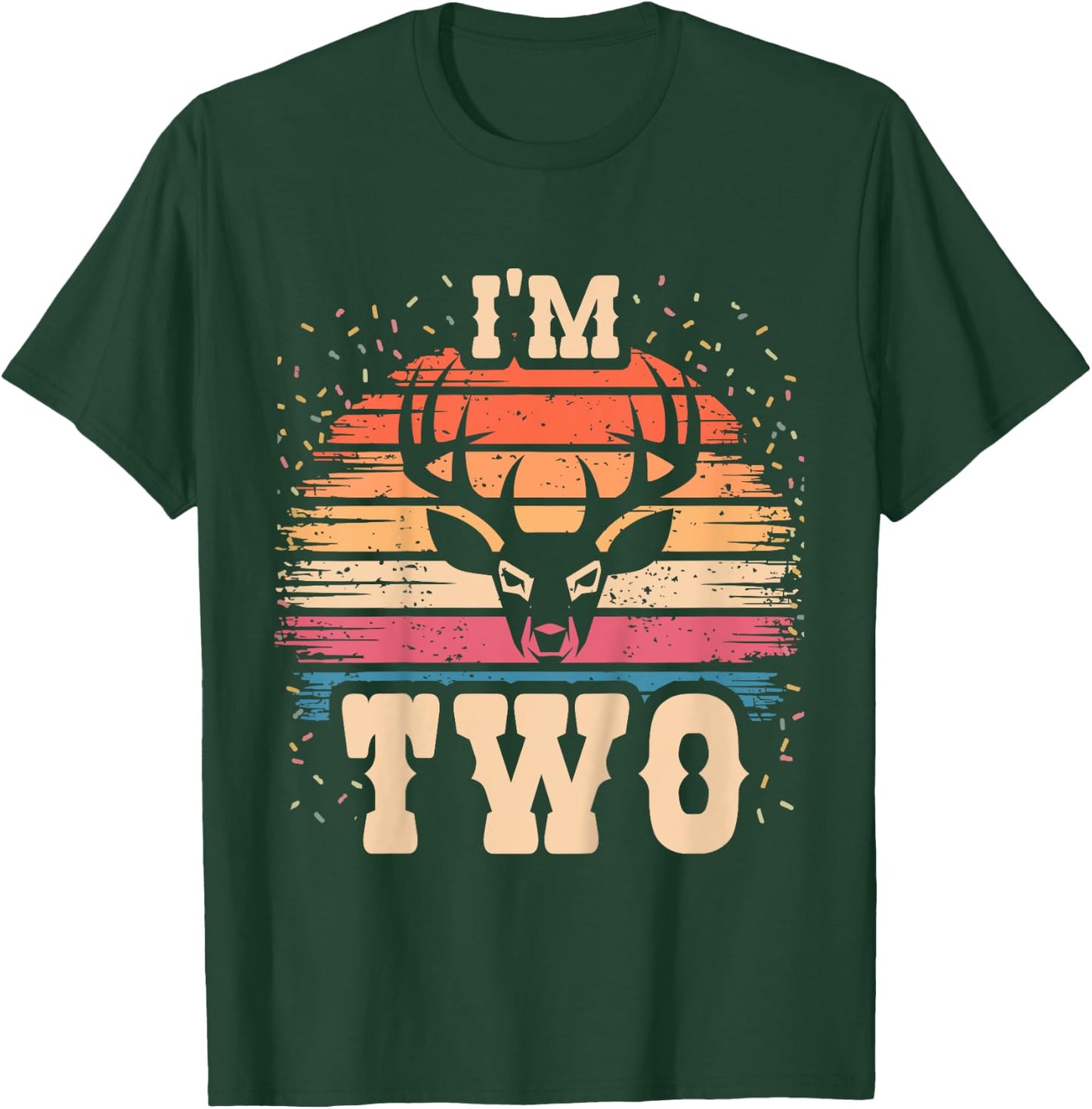Kids Elk 2 Year Old Birthday Boy Girl 2nd Deer Birthday T-Shirt - T-Shirt | Forest