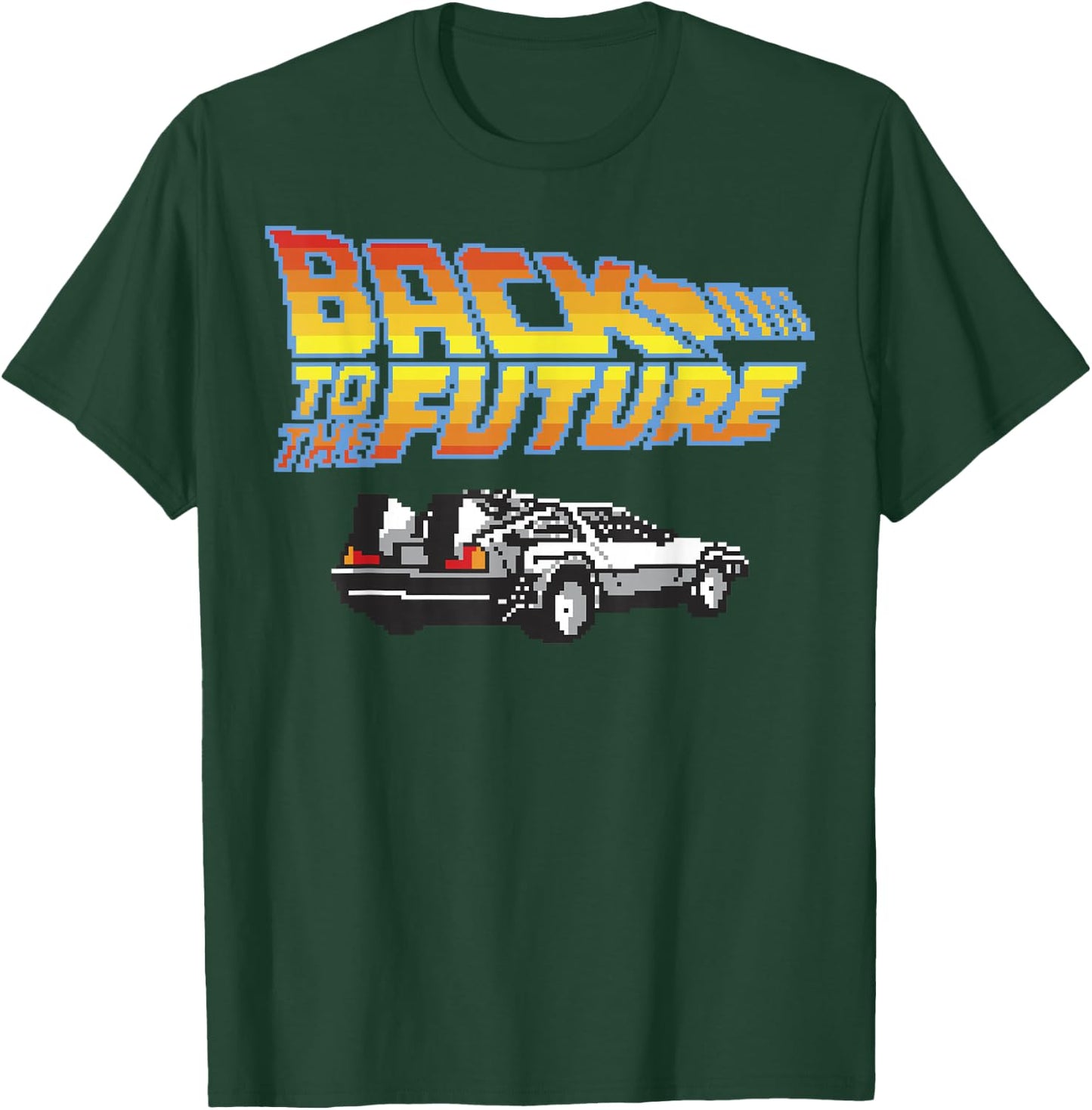 Back to The Future 8-Bit Delorean Logo Graphic T-Shirt - T-Shirt | Forest