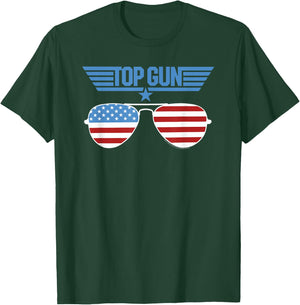 Top Gun White Aviator Sunglasses with Logo Action Movie T-Shirt - T-Shirt | Forest