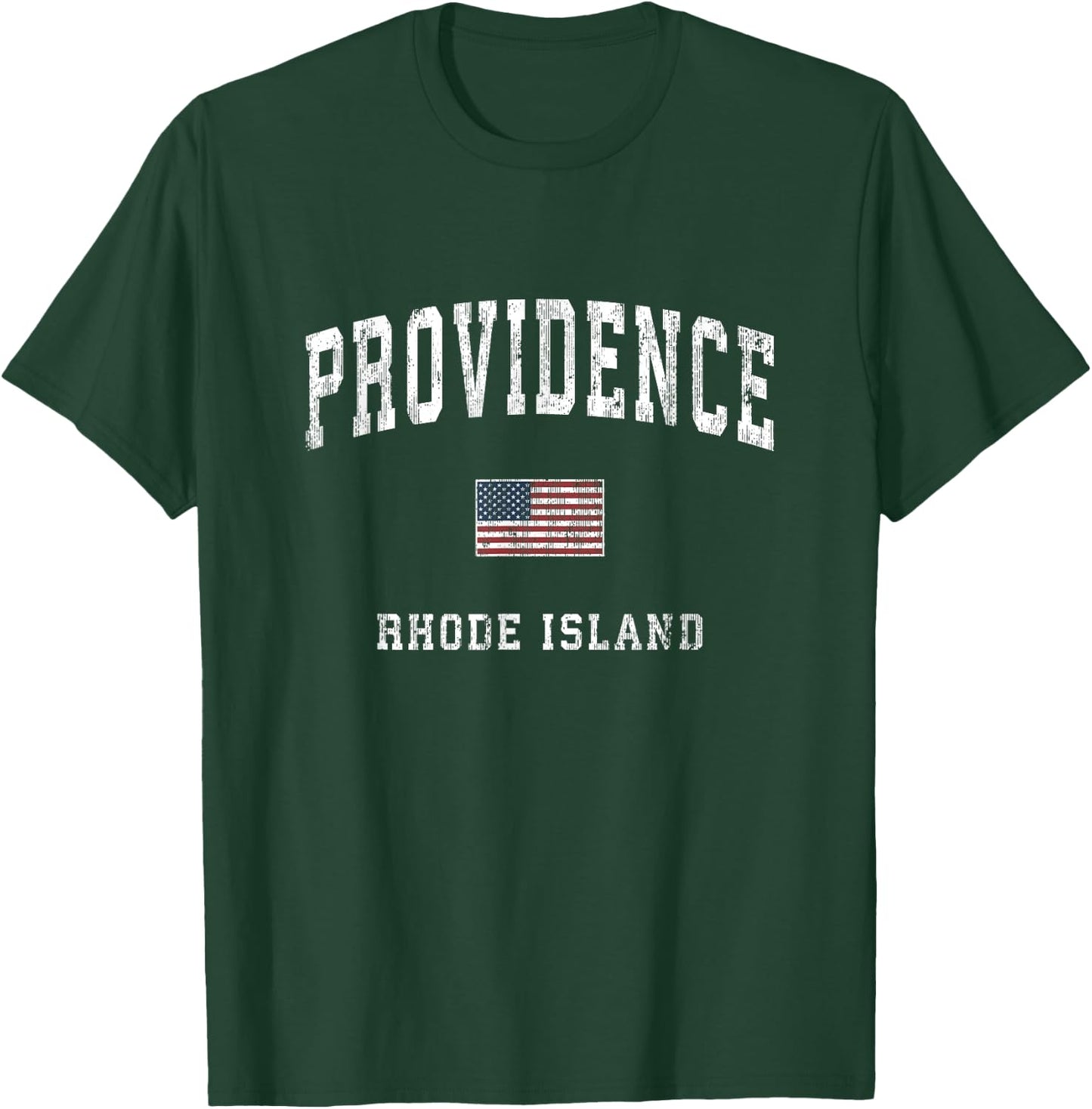Providence Rhode Island RI Vintage American Flag Sports Women Kids Men T-Shirt - T-Shirt | Forest