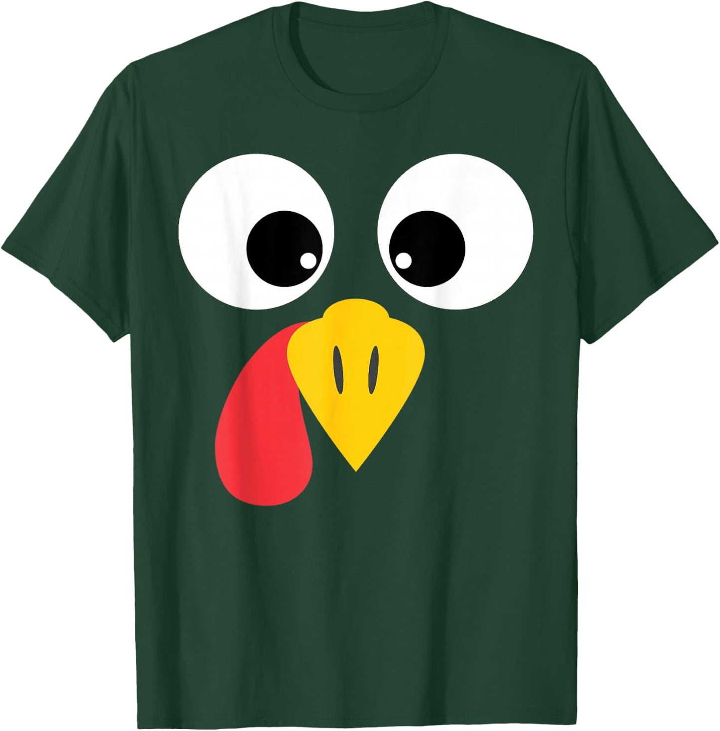 Turkey Face Big Eyes Thanksgiving T-Shirt - T-Shirt | Forest
