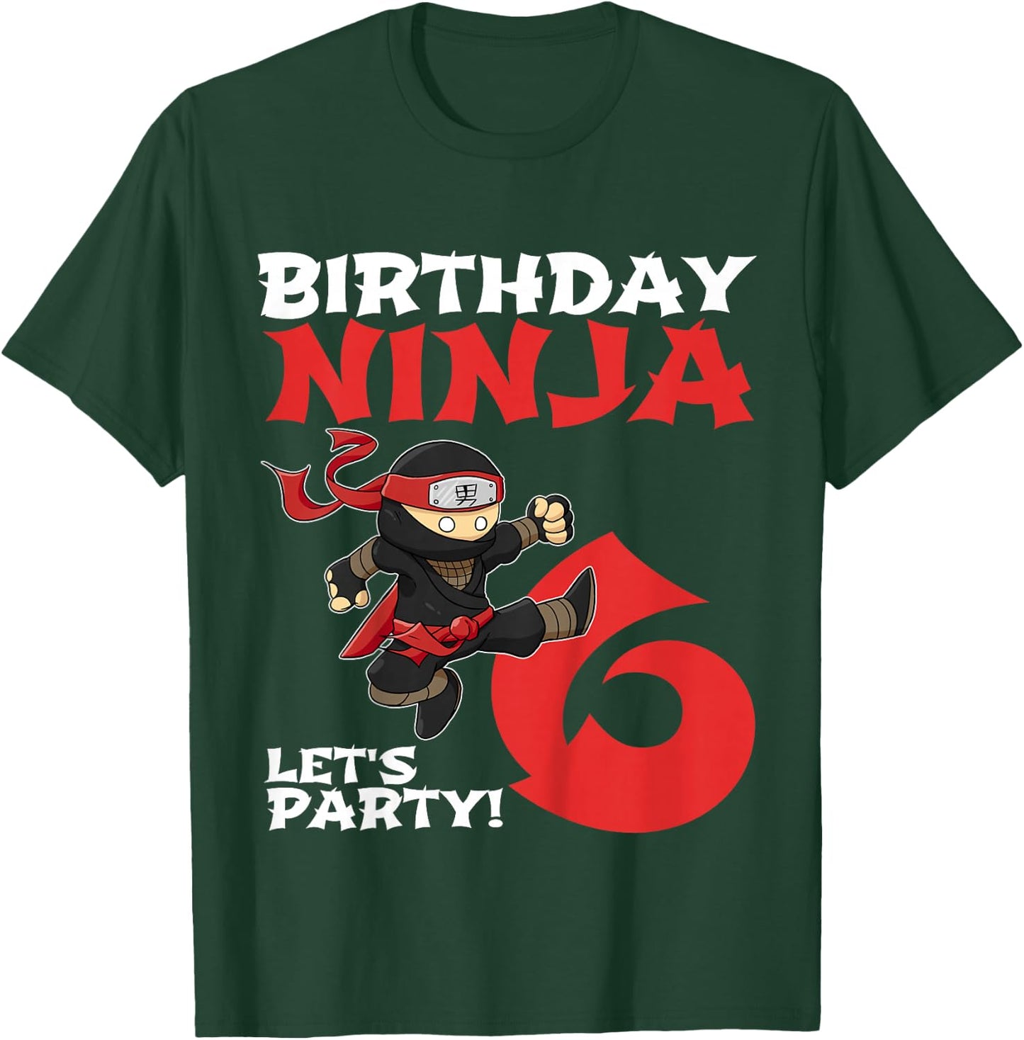 Kids Birthday Ninja 6 Year Old Party 6th For Boys Girls T-Shirt - T-Shirt | Forest