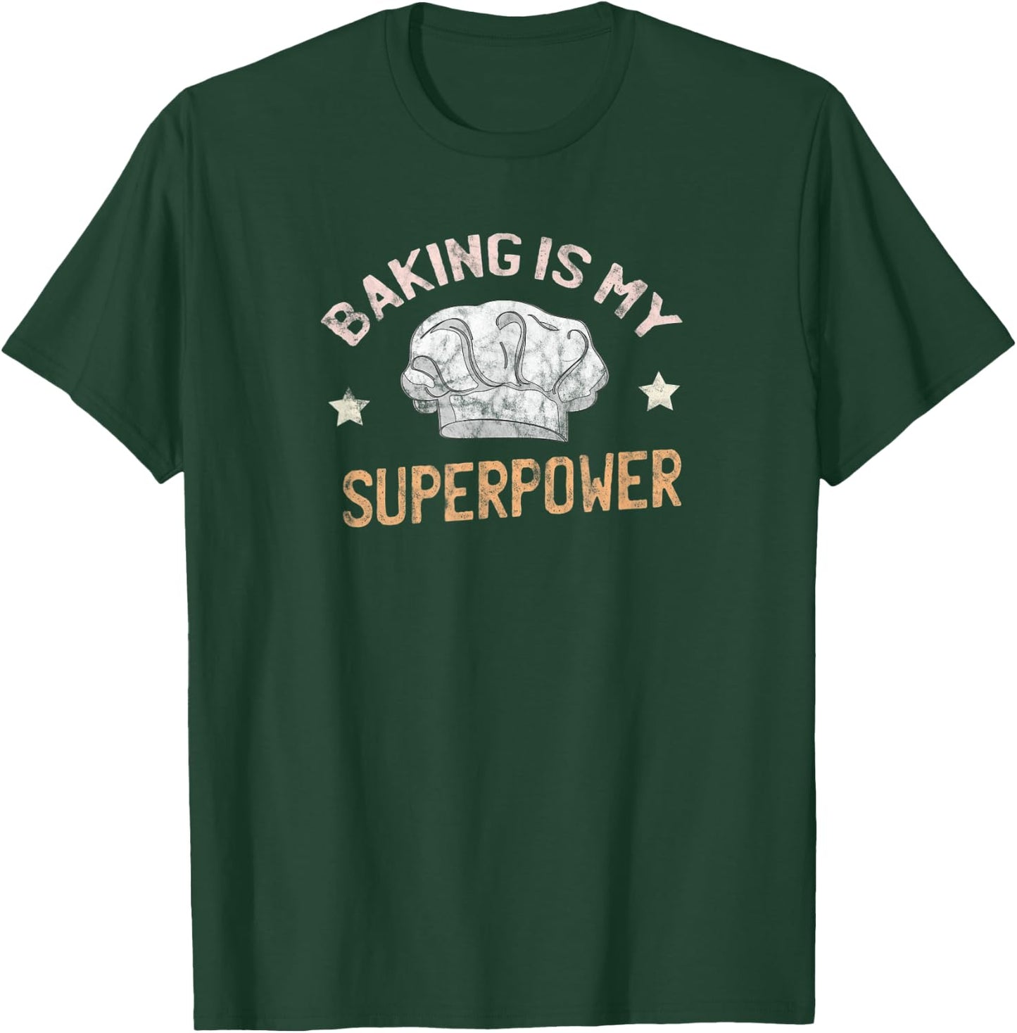 Funny Baking Is My Superpower Vintage Baker Gift Chef Hat T-Shirt - T-Shirt | Forest