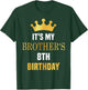 Its My Brother's 8th Birthday Funny 8 Years Old Golden Bday T-Shirt - T-Shirt | Forest