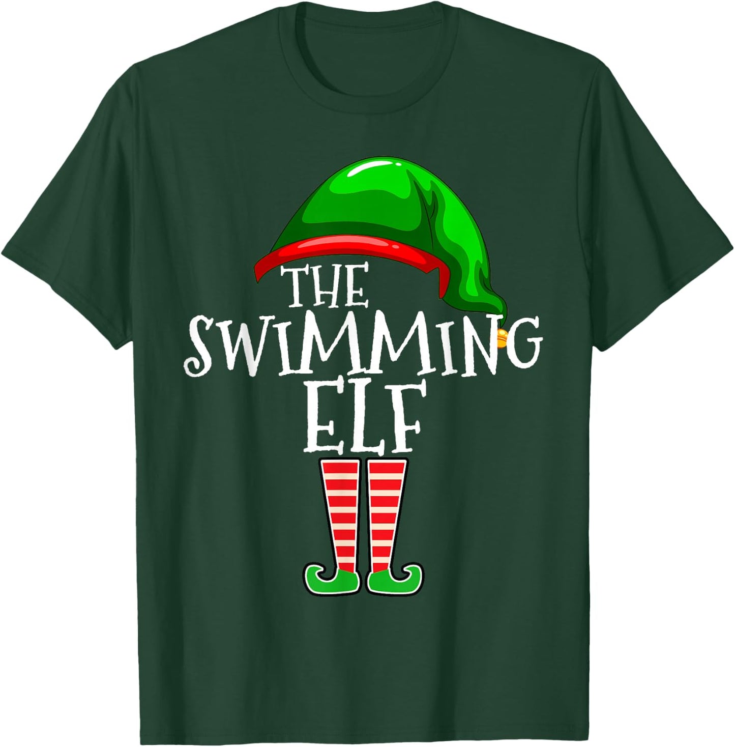 Swimming Elf Group Matching Family Christmas Gift Swimmer T-Shirt - T-Shirt | Forest
