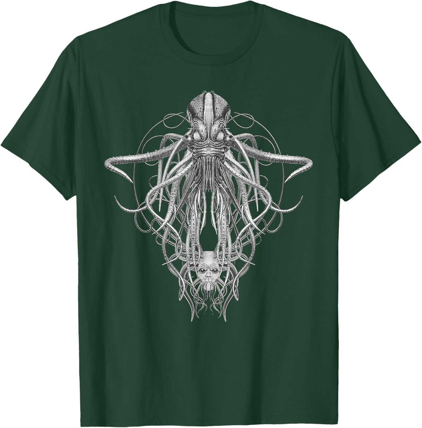 Cthulhu Monster in Black and White Retro Vintage Steampunk T-Shirt - T-Shirt | Forest
