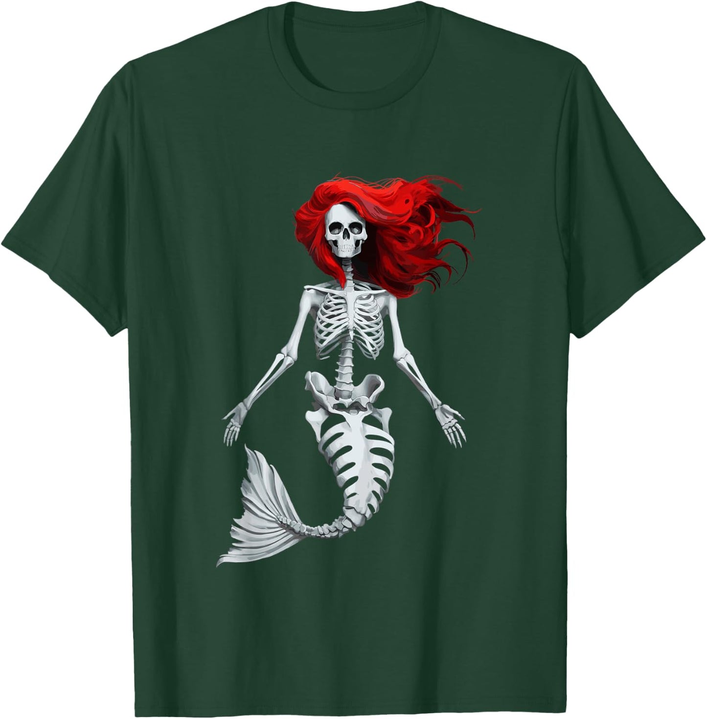 Skeleton Mermaid Halloween T-Shirt - T-Shirt | Forest