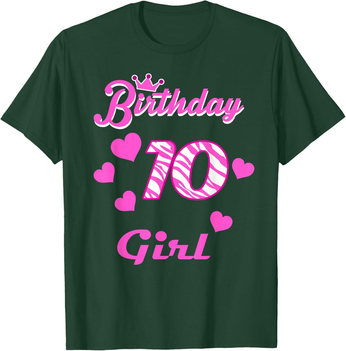 Happy Birthday Shirt, Girls 10th Party 10 Years Old Bday T-Shirt - T-Shirt | Forest