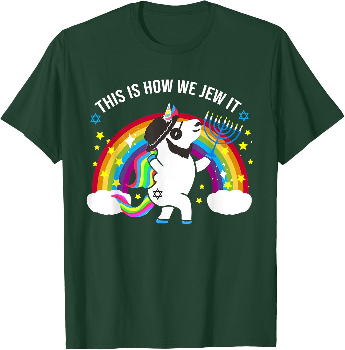 Jewnicorn Shirt - This is how we Jew it - Hanukkah Holiday T-Shirt - T-Shirt | Forest