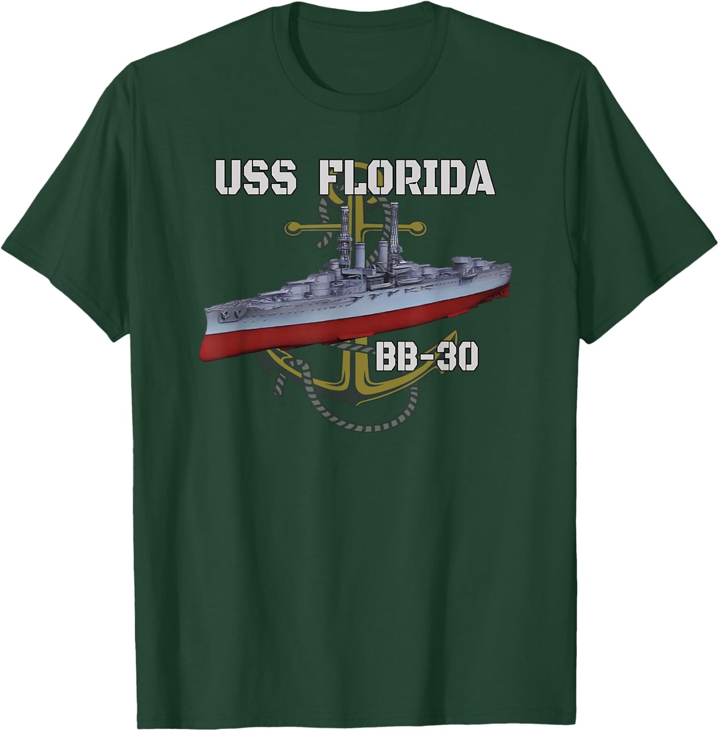 USS Florida BB-30 Battleship American WW1 Warship Veterans T-Shirt - T-Shirt | Forest