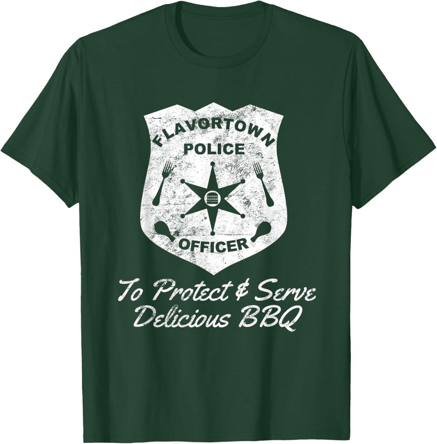 Flavortown Police Officer Funny Barbecue American Fast Food T-Shirt - T-Shirt | Forest