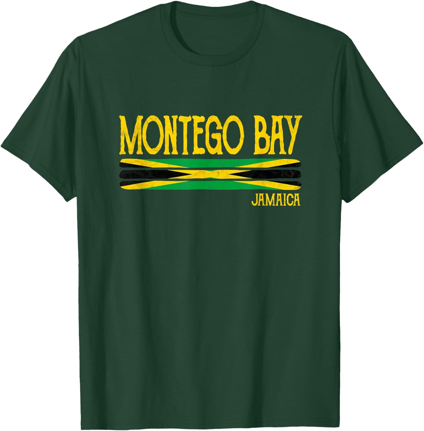 Montego Bay Jamaica Jamaican Flag Gift Souvenir T-Shirt - T-Shirt | Forest