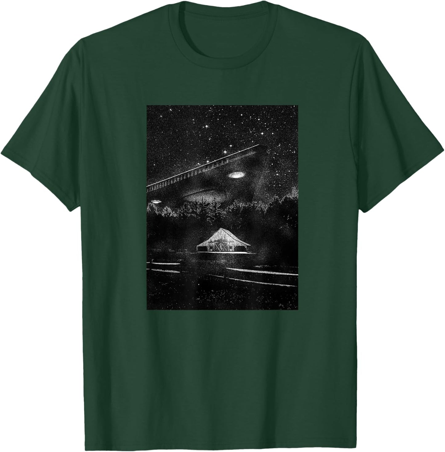UFO Art - TR3B Triangle Spacecraft, Visiting Alien T-Shirt - T-Shirt | Forest