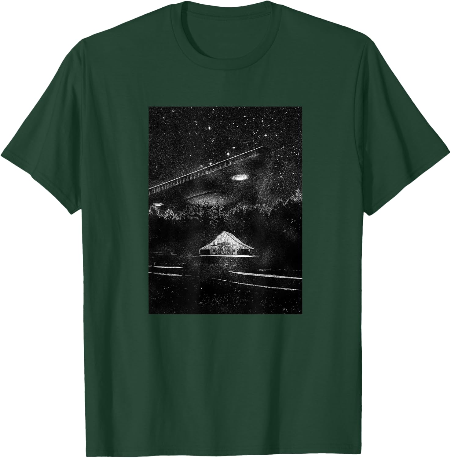 UFO Art - TR3B Triangle Spacecraft, Visiting Alien T-Shirt - T-Shirt | Forest