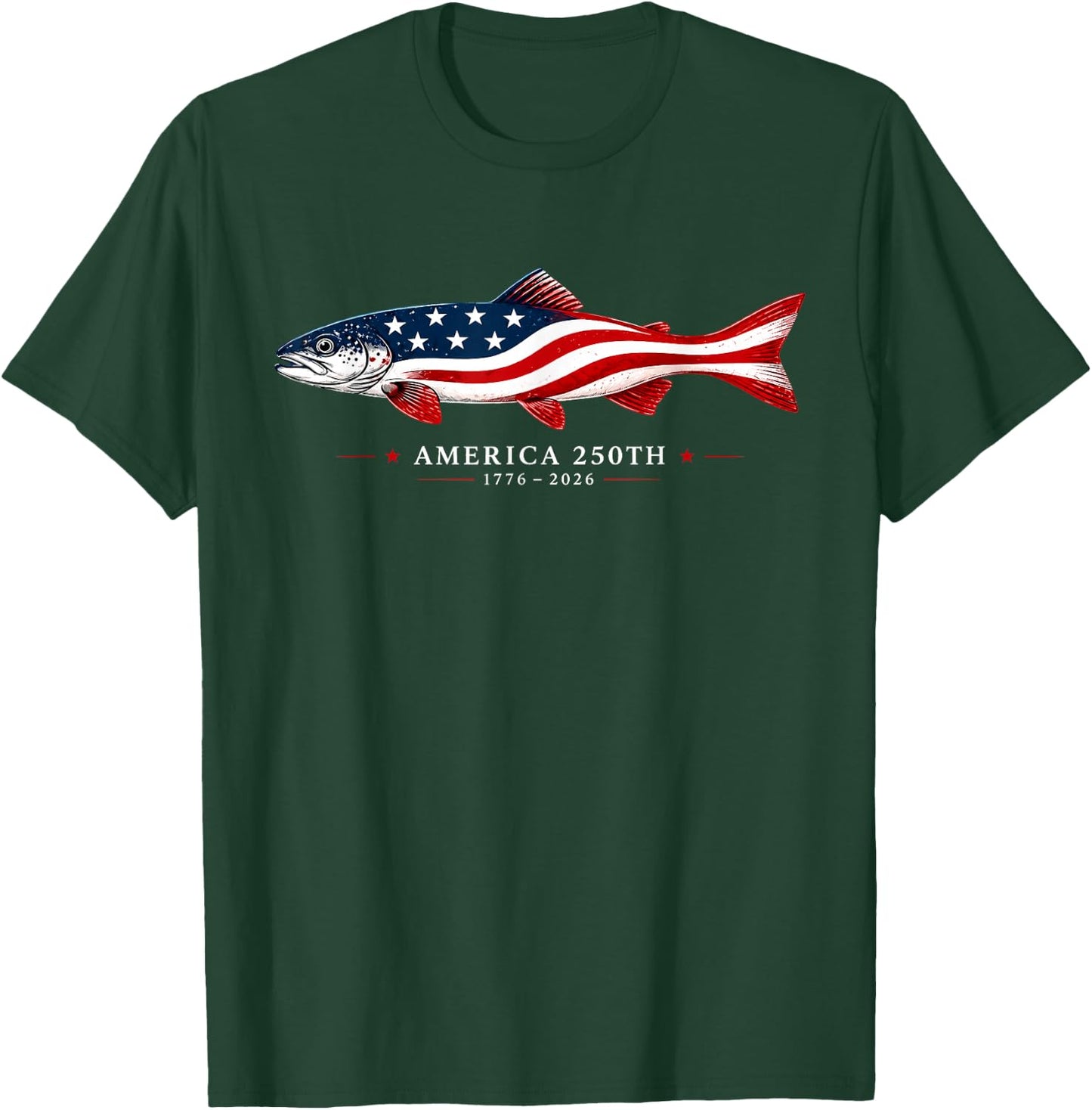 America 250th 1776 2026 USA Flag Fishing Patriotic T-Shirt - T-Shirt | Forest