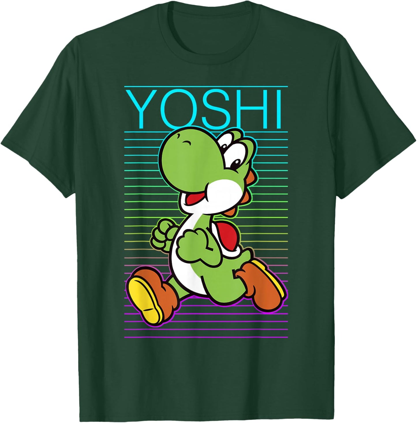 Super Mario Yoshi Retro Gradient Fade Poster T-Shirt - T-Shirt | Forest