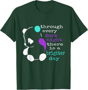 Panda Semicolon Gift Suicide Prevention Awareness T-Shirt - T-Shirt | Forest