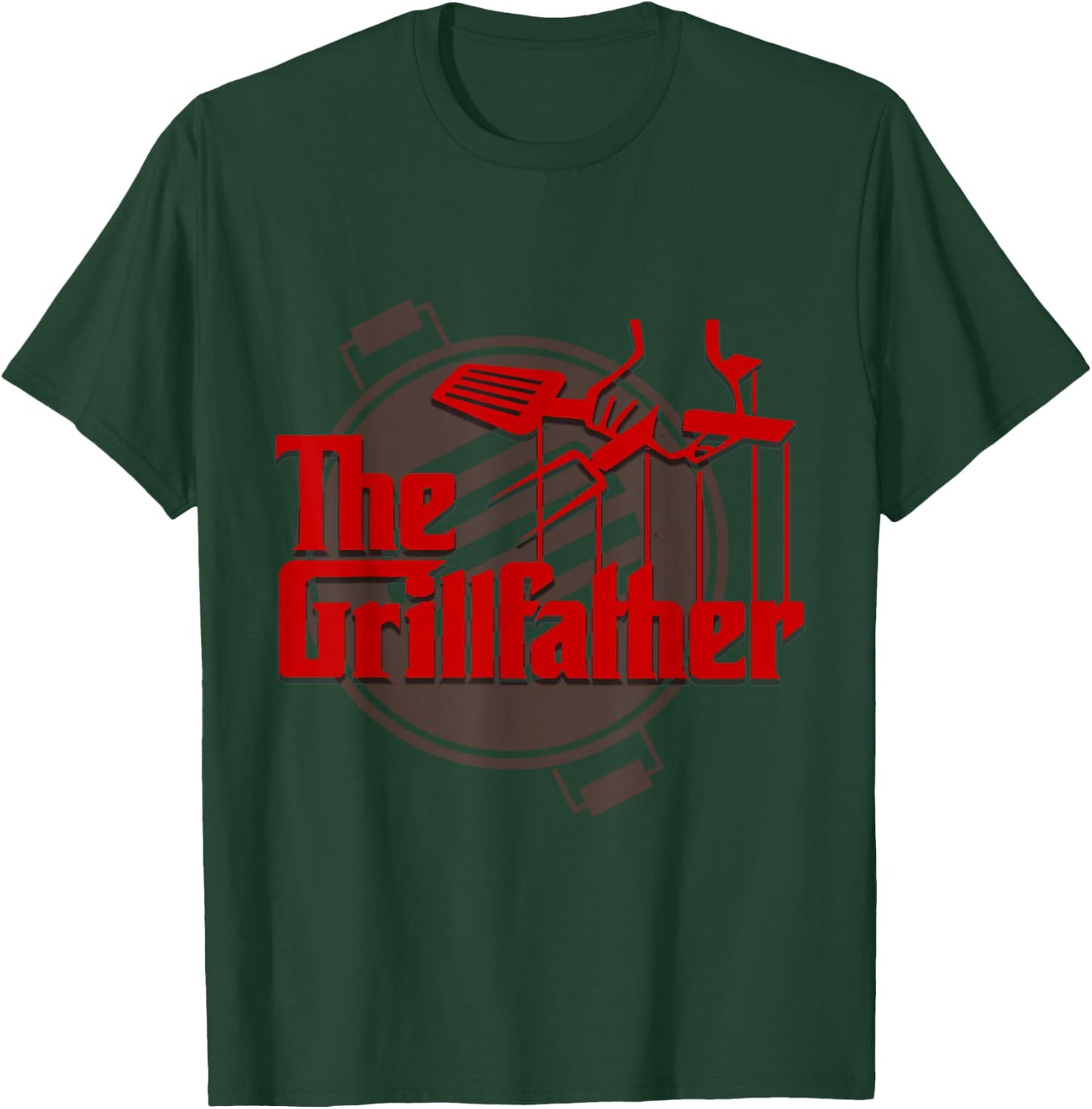UAB KIDKIS Men's The Grillfather Funny Cool BBQ Grill Chef Gift - Black, Small T-Shirt - T-Shirt | Forest